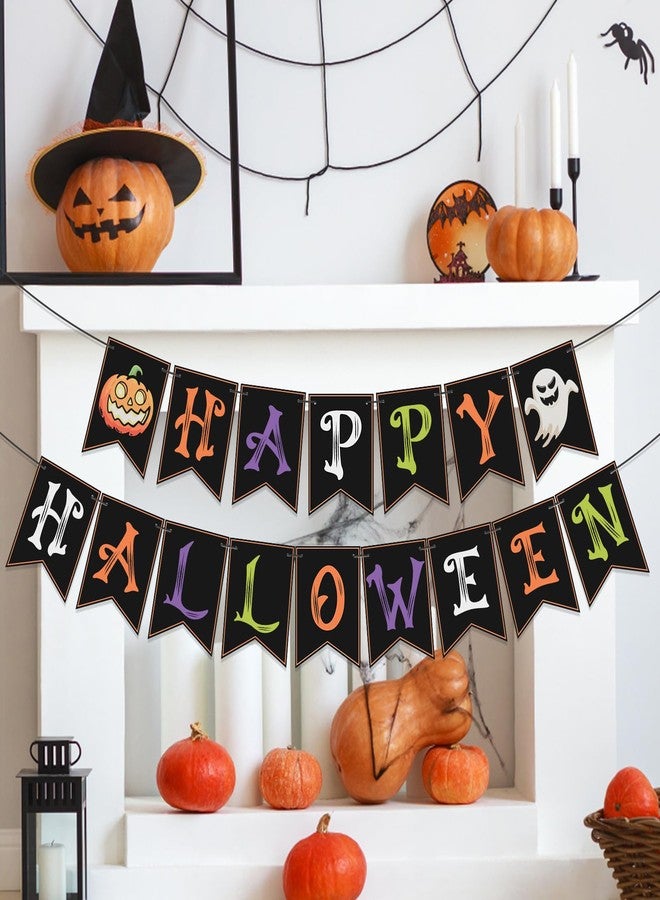 Yoshiky Happy Halloween Banner Decorations - Happy Halloween Sign & Party Decorations for Indoor/Outdoor - Hanging Party Favors & Backdrop Garland for Outside Inside - Image 2